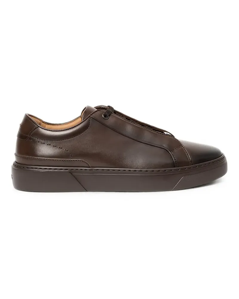 HUGO BOSS Sneakers aus gebürstetem Leder mit elastischen Schnürsenkeln - Braun Braun