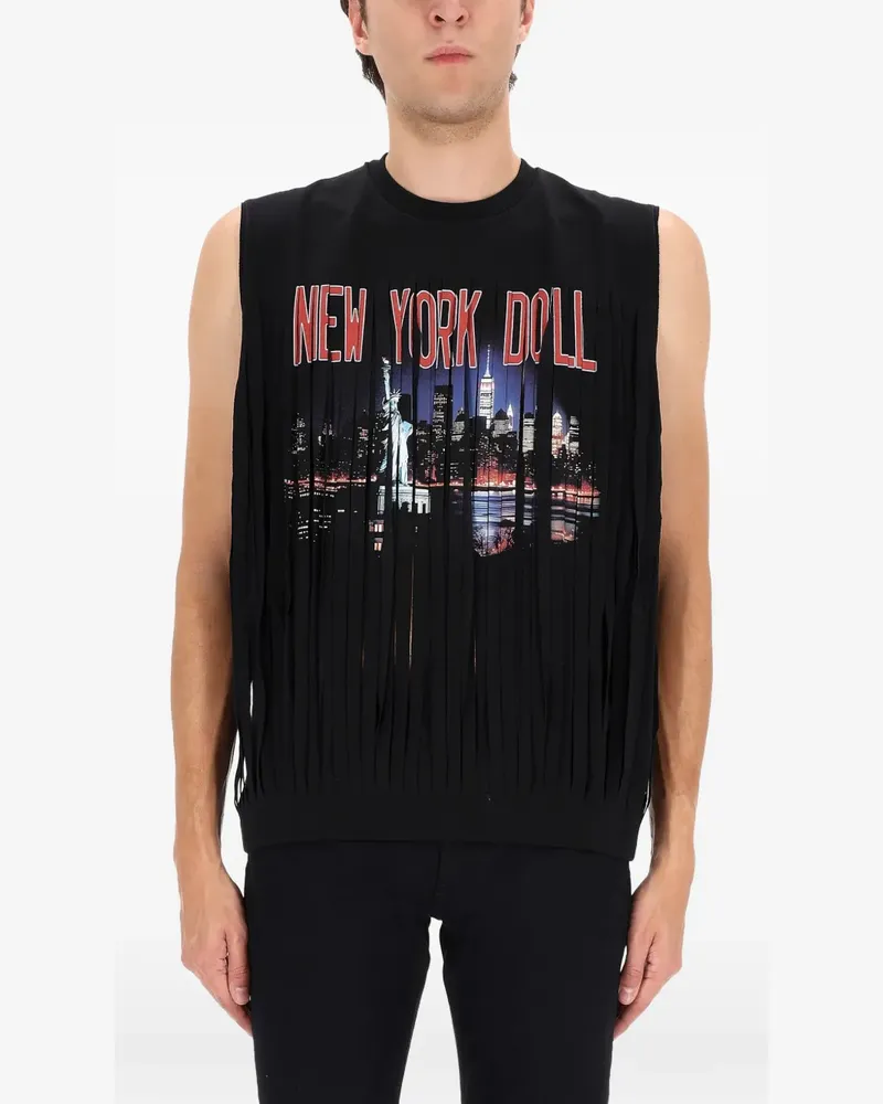 Dsquared2 fringed graphic T-shirt - Schwarz Schwarz