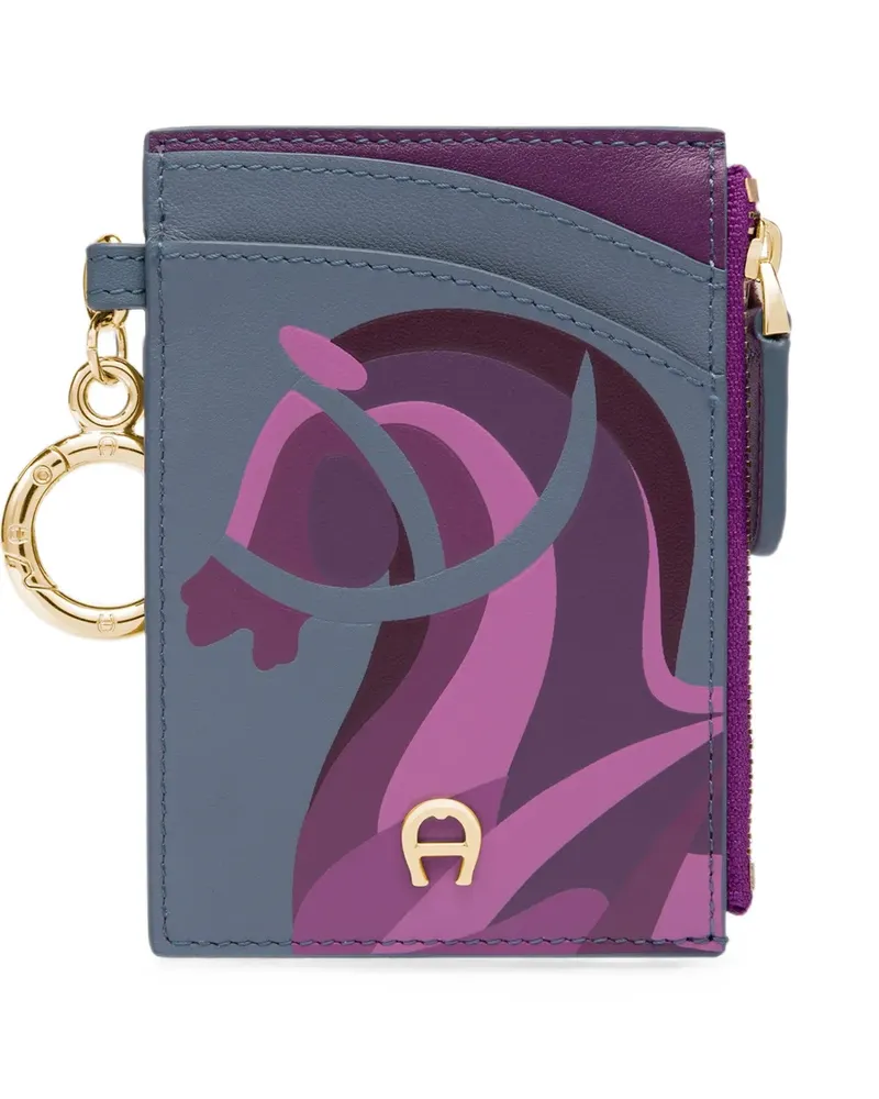 Aigner Funny Kartenetui mit Pferde-Print - Blau Blau