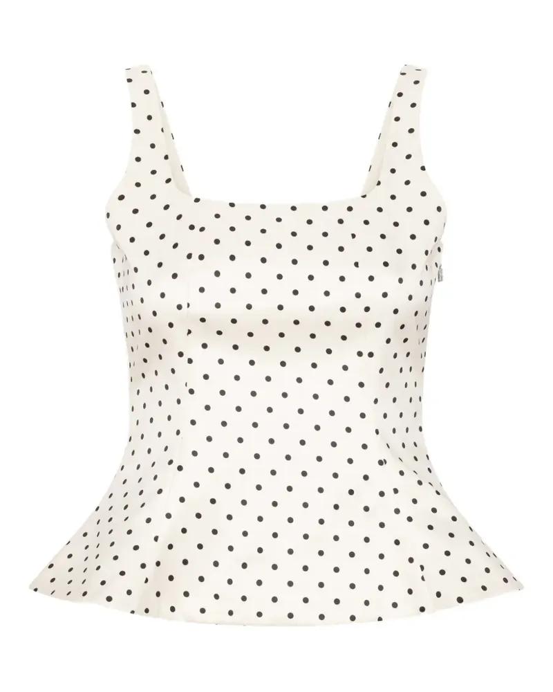 ROTATE Birger Christensen Top mit Polka Dots - Weiß Weiß