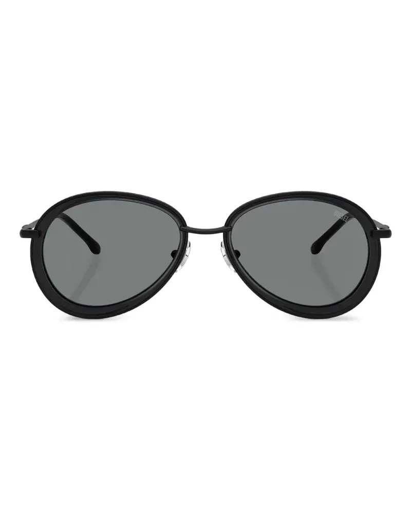 Diesel Sonnenbrille mit rundem Gestell - Schwarz Schwarz