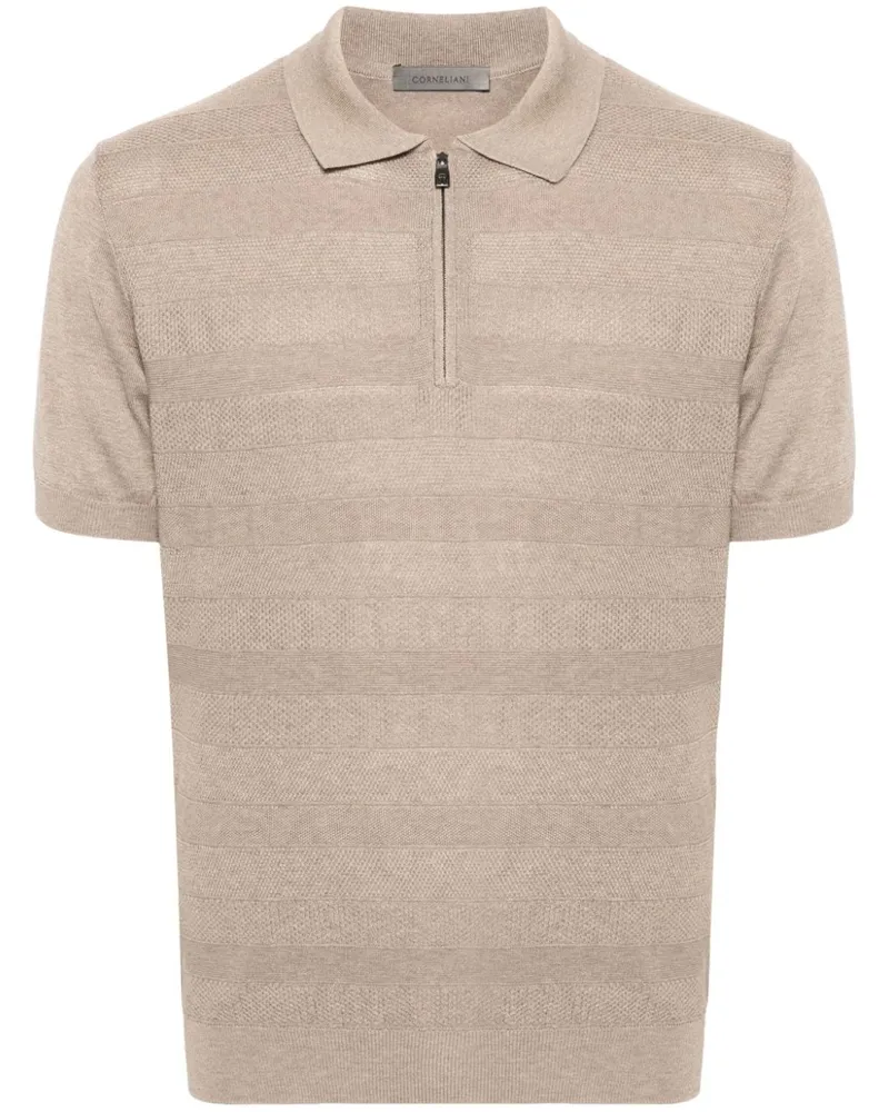 Corneliani Poloshirt aus geripptem Strick Nude