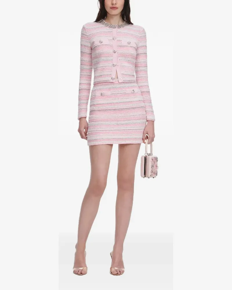 Self-Portrait striped embellished-detail mini skirt - Rosa Rosa