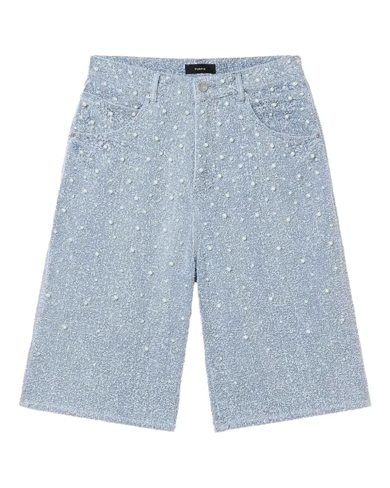 PURPLE BRAND Shorts mit Perlendetail - Blau Blau