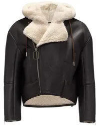 J.W.Anderson Bikerjacke mit Shearling-Besatz Braun