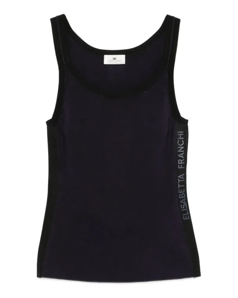 Elisabetta Franchi Rippstrick-Trägershirt mit Logo-Print - Blau Blau