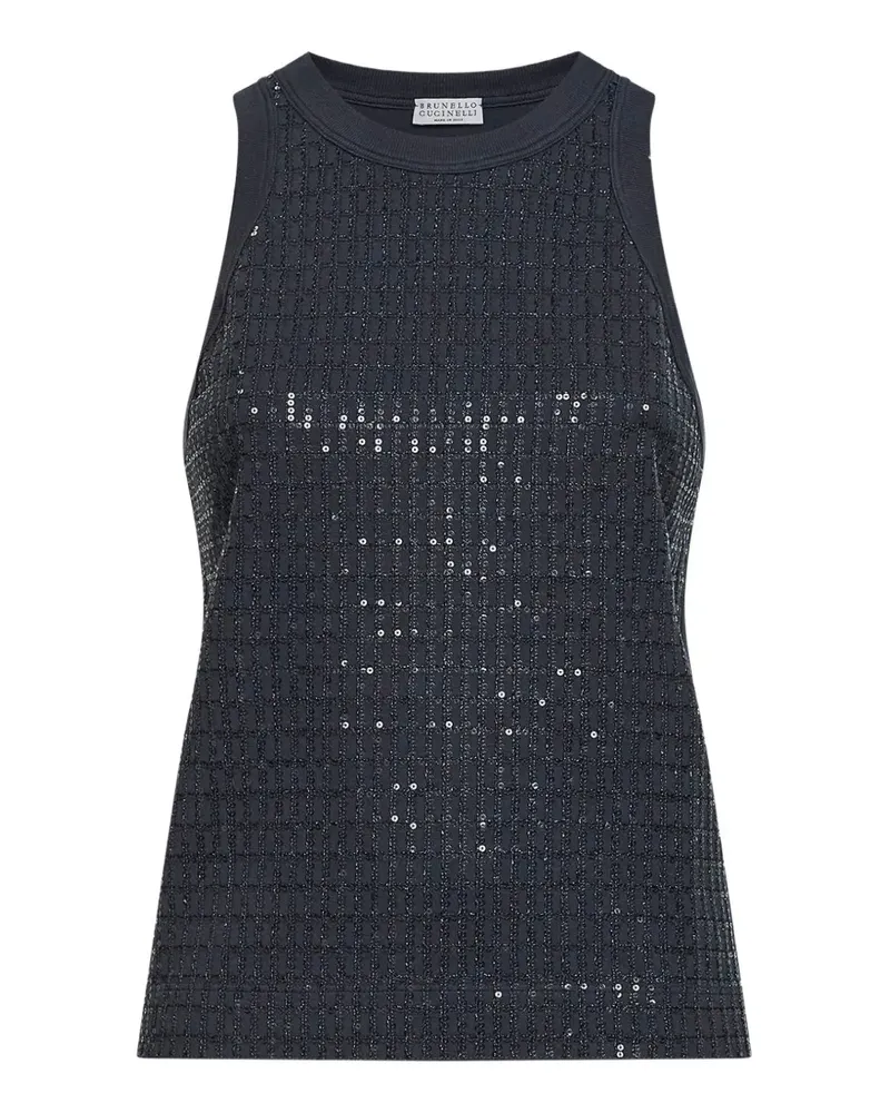 Brunello Cucinelli sequin-embroidered racerback top - Grau Grau