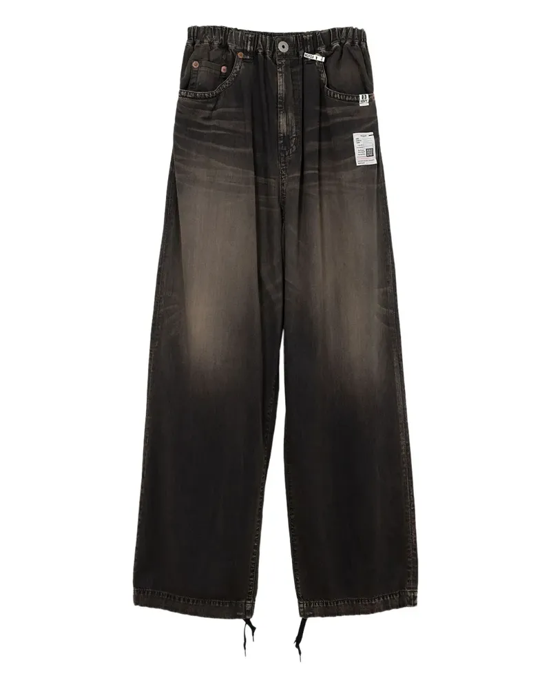 MIHARAYASUHIRO Ausgeblichene Wide-Leg-Jeans - Schwarz Schwarz