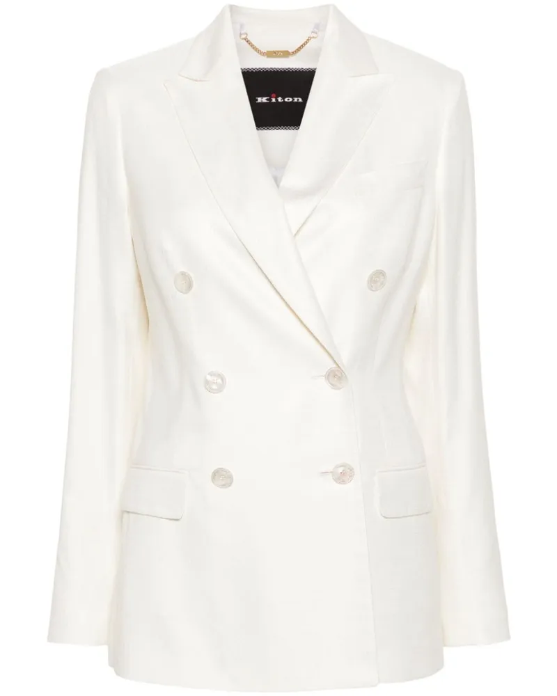 Kiton Doppelreihiger Canvas-Blazer - Nude Nude