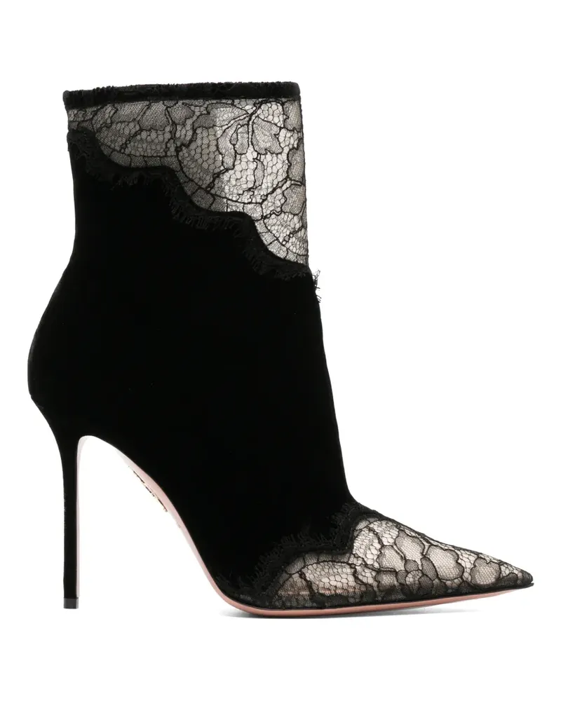 Aquazzura Meadow Stiefeletten aus Samt 105cm - Schwarz Schwarz