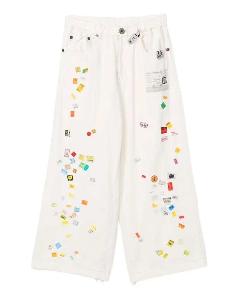 MIHARAYASUHIRO Wide-Leg-Jeans mit Print - Weiß Weiß