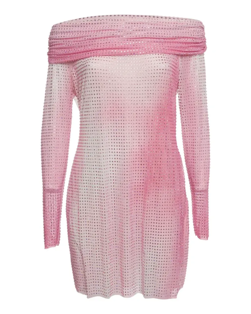 Self-Portrait rhinestone-embellished off-shoulder dress - Rosa Rosa