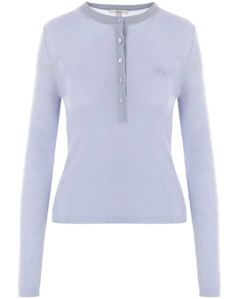 Chloé Geripptes Henley-T-Shirt - Blau Blau