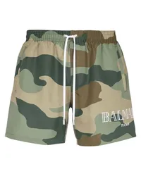 Balmain Badeshorts mit Camouflage-Print Braun