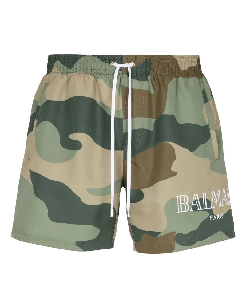 Balmain Badeshorts mit Camouflage-Print - Braun Braun