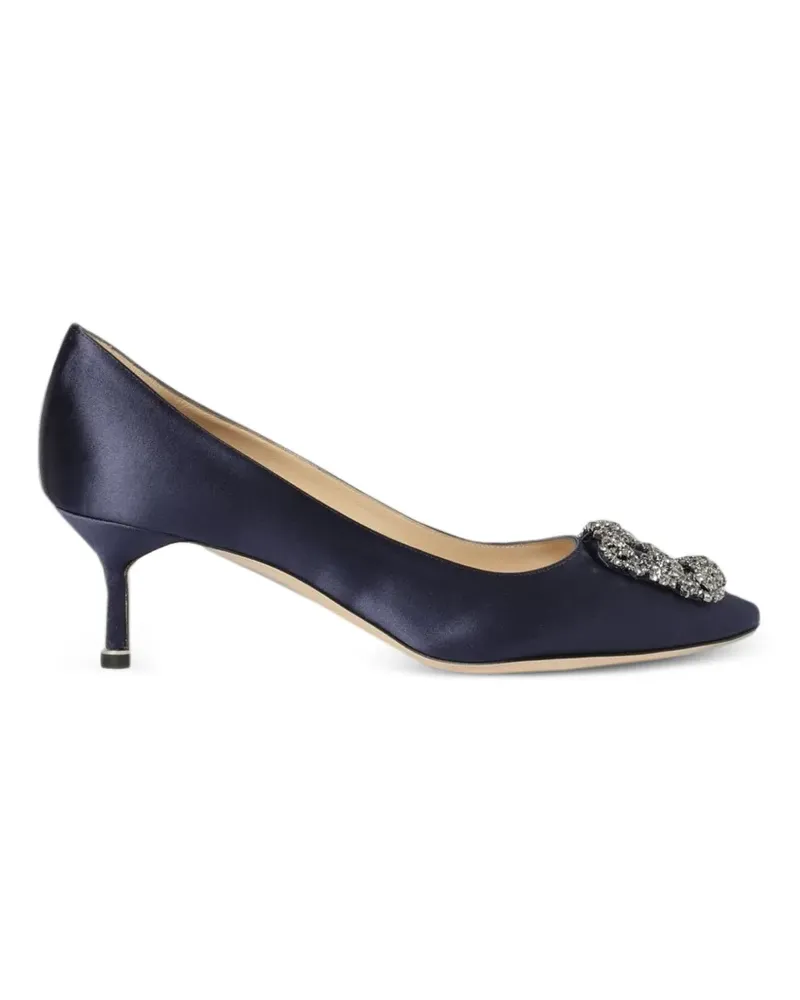 Manolo Blahnik Hangisi crystal-buckle pumps - Blau Blau