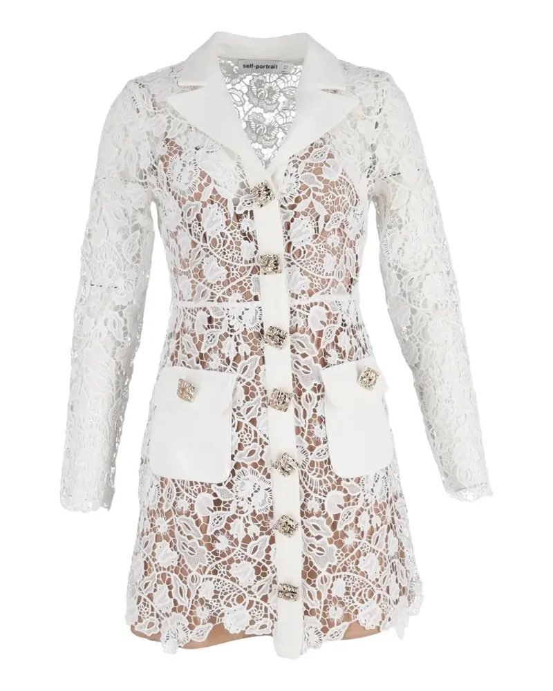 Self-Portrait collared lace mini dress - Weiß Weiß