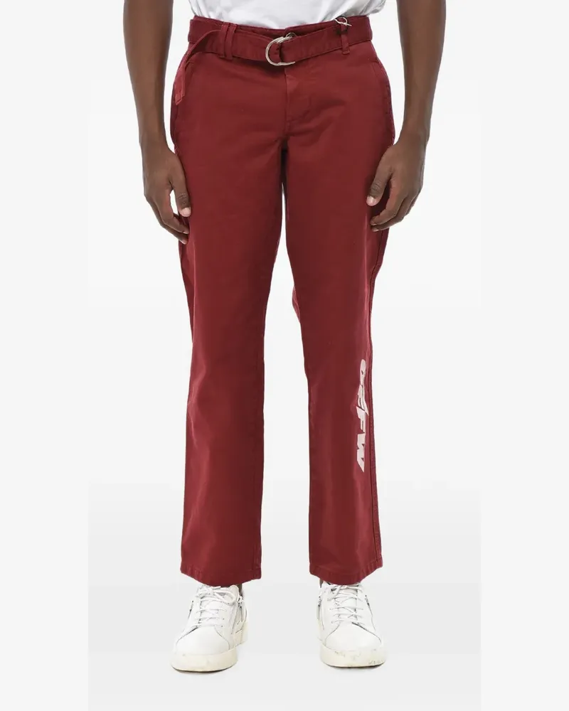 OFF-WHITE belted logo-print trousers - Rot Rot