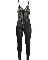 Maison Close Gestreifter Catsuit Schwarz