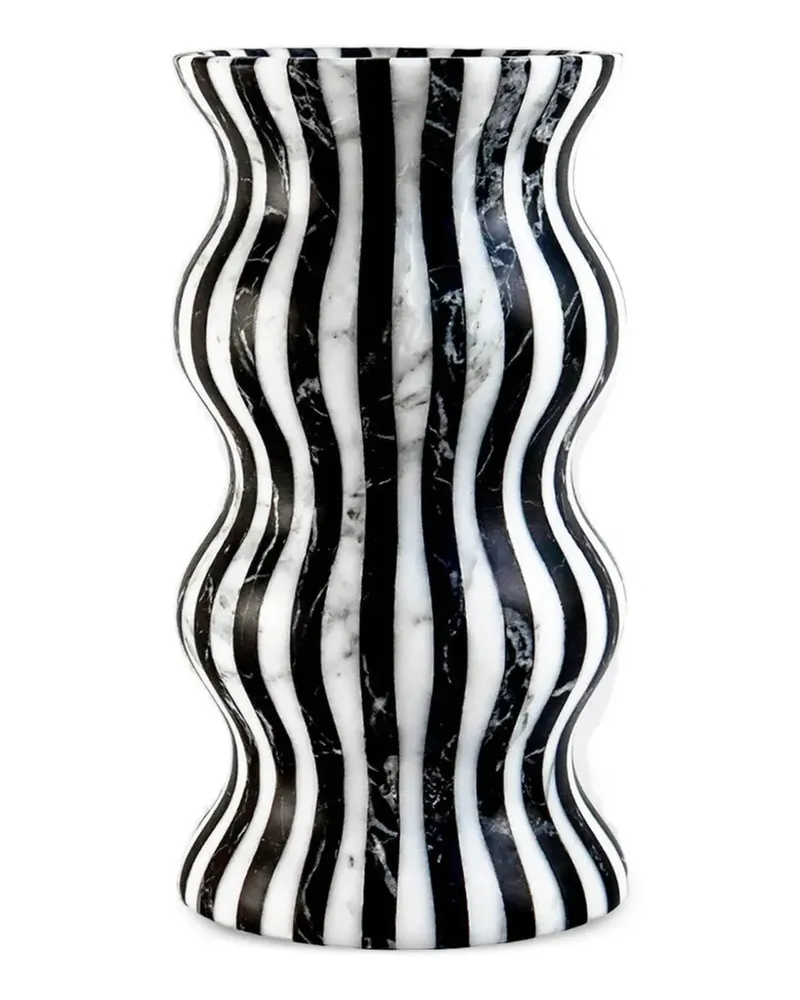 Editions Milano Gestreifte Versilla Marmorvase 15cm - Schwarz Schwarz