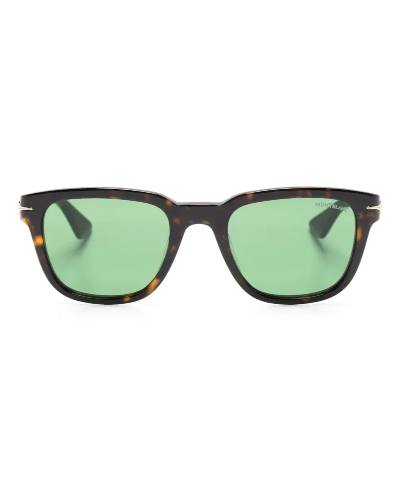 Montblanc Eckige Sonnenbrille mit Logo-Gravur - Braun Braun