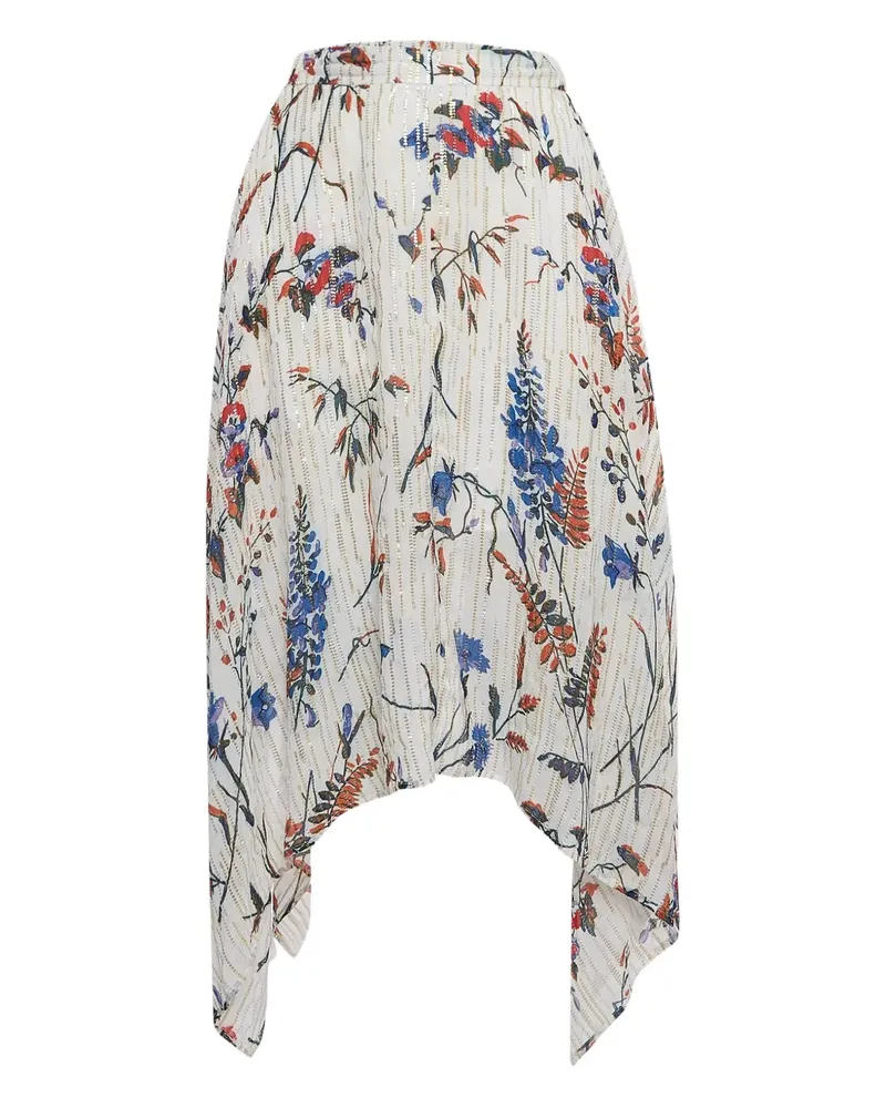 Maje Midirock mit Blumen-Print - Weiß Weiß