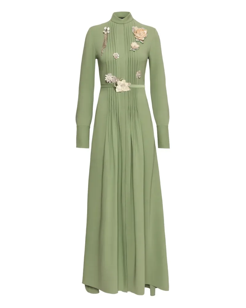 Oscar de la Renta Kleid mit Brosche - Grün Grün