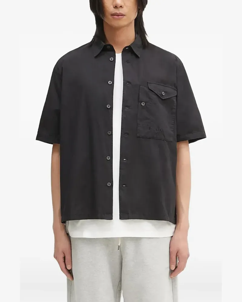 C.P. Company Kurzärmeliges Popeline-Hemd mit Tasche - Schwarz Schwarz