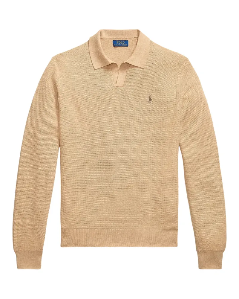 Ralph Lauren logo-embroidered waffle-knit sweater - Nude Nude