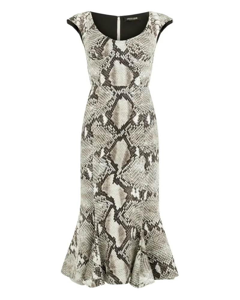 Roberto Cavalli Midikleid mit Python-Print - Nude Nude