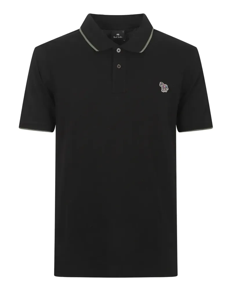 Paul Smith Zebra-patch tipped polo shirt - Schwarz Schwarz