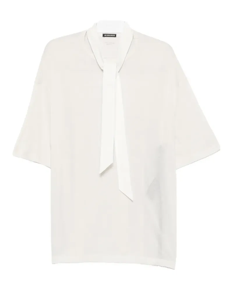 Ann Demeulemeester Hemd mit Schleifenkragen - Weiß Weiß