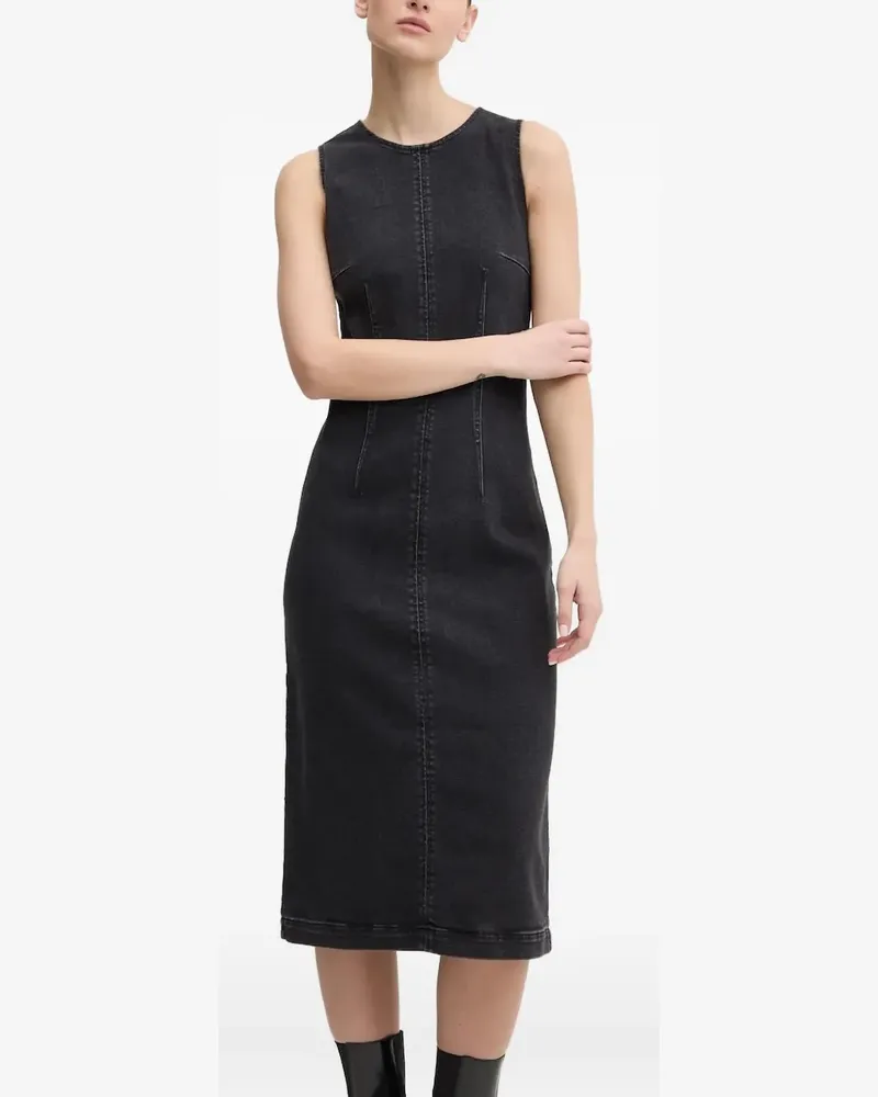 HUGO BOSS Ärmelloses Midikleid mit Nahtdetail - Schwarz Schwarz