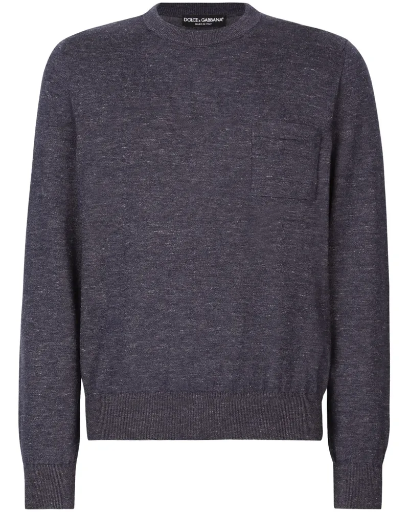 Dolce & Gabbana Melierter Pullover mit Rundhalsausschnitt - Blau Blau