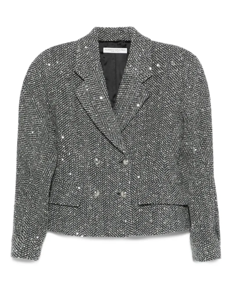 Alessandra Rich Fischgräten-Jacke mit Pailletten - Grau Grau