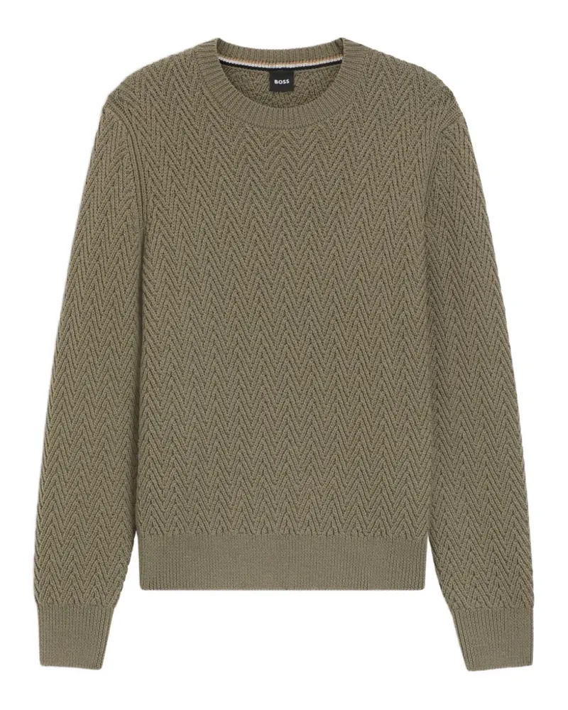 HUGO BOSS H-Hitalo Pullover mit Fischgrätenmuster - Braun Braun