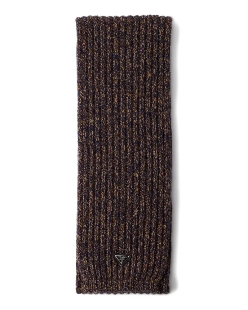 Prada Gerippter Schal mit emailliertem Triangel-Detail - Braun Braun