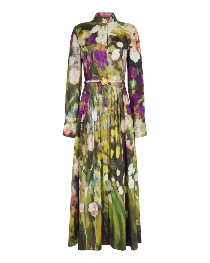 Oscar de la Renta Midikleid mit Blumenprint - Grün Grün