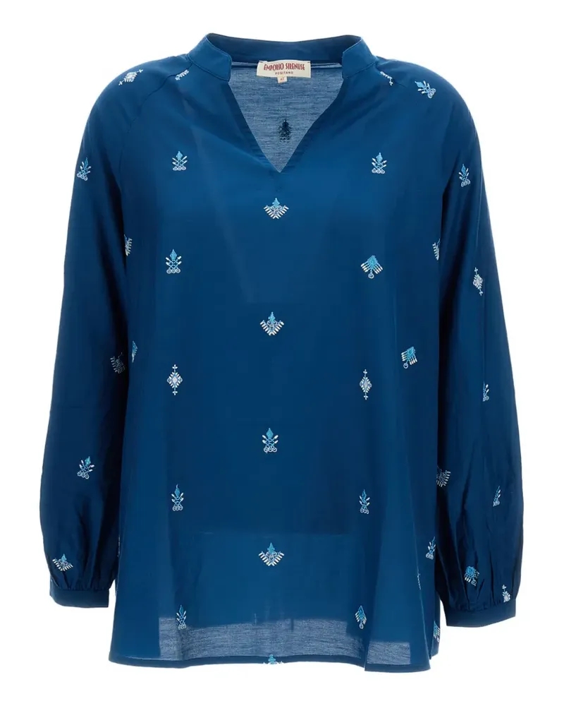 Emporio Sirenuse Ilizia embroidered raglan-sleeve blouse - Blau Blau