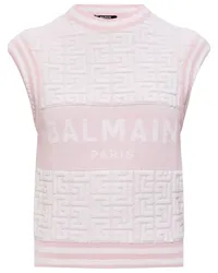 Balmain Pullunder mit Intarsien-Logo Rosa