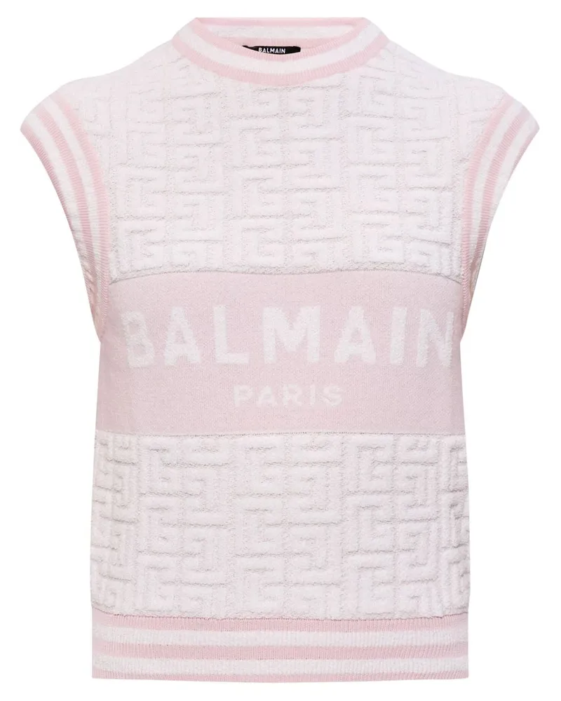 Balmain Pullunder mit Intarsien-Logo - Rosa Rosa