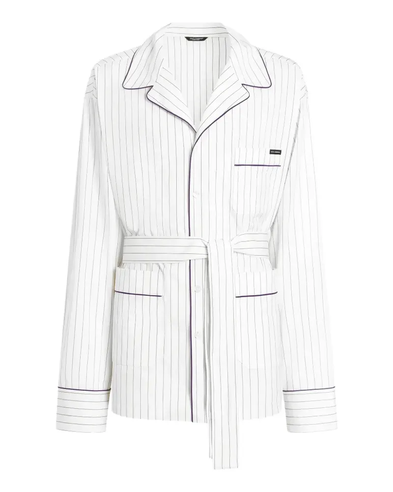 Dolce & Gabbana Gestreifter Bademantel - Weiß Weiß