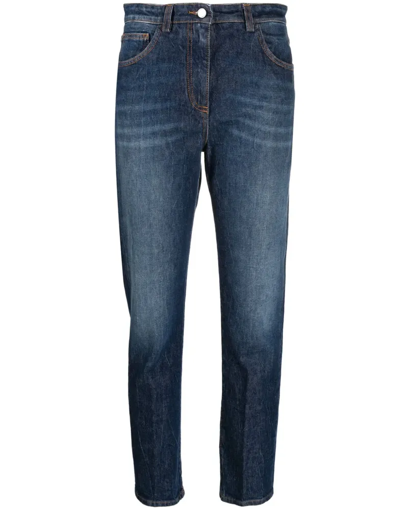 Seventy Gerade Cropped-Jeans - Blau Blau