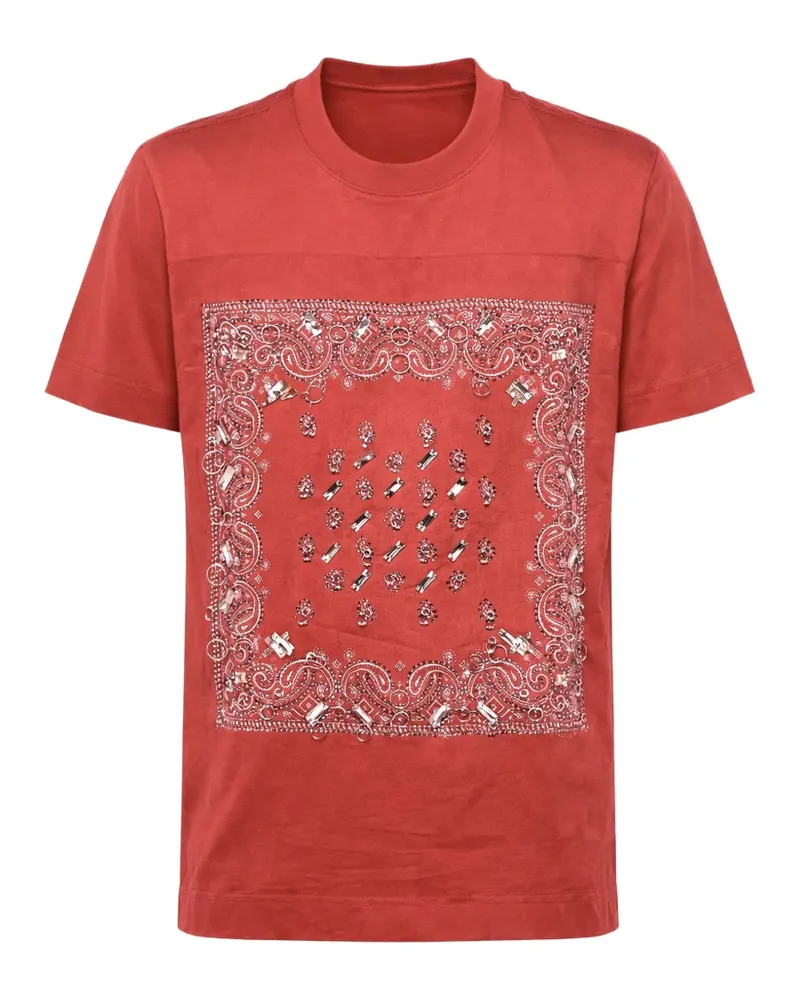 Givenchy Bandana-print rhinestone-embellished T-shirt - Rot Rot
