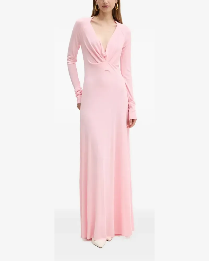 Victoria Beckham long-sleeve twisted maxi dress - Rosa Rosa