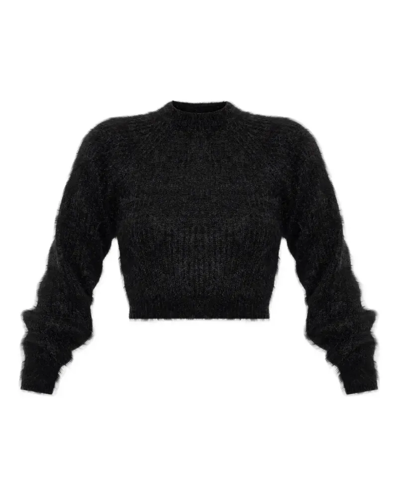 Max Mara Melierter Cropped-Pullover aus Mohär - Grau Grau