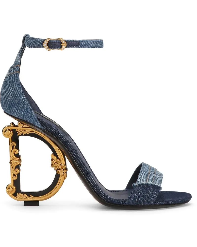 Dolce & Gabbana Patchwork-Sandalen mit DG-Absatz 105mm - Blau Blau