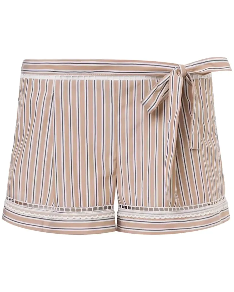 Alberta Ferretti Gestreifte kurze Shorts mit Schleifendetail - Nude Nude