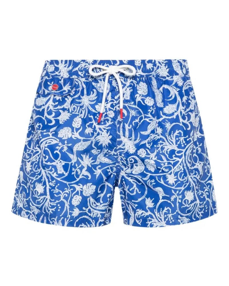 Kiton Badeshorts mit grafischem Print Blau