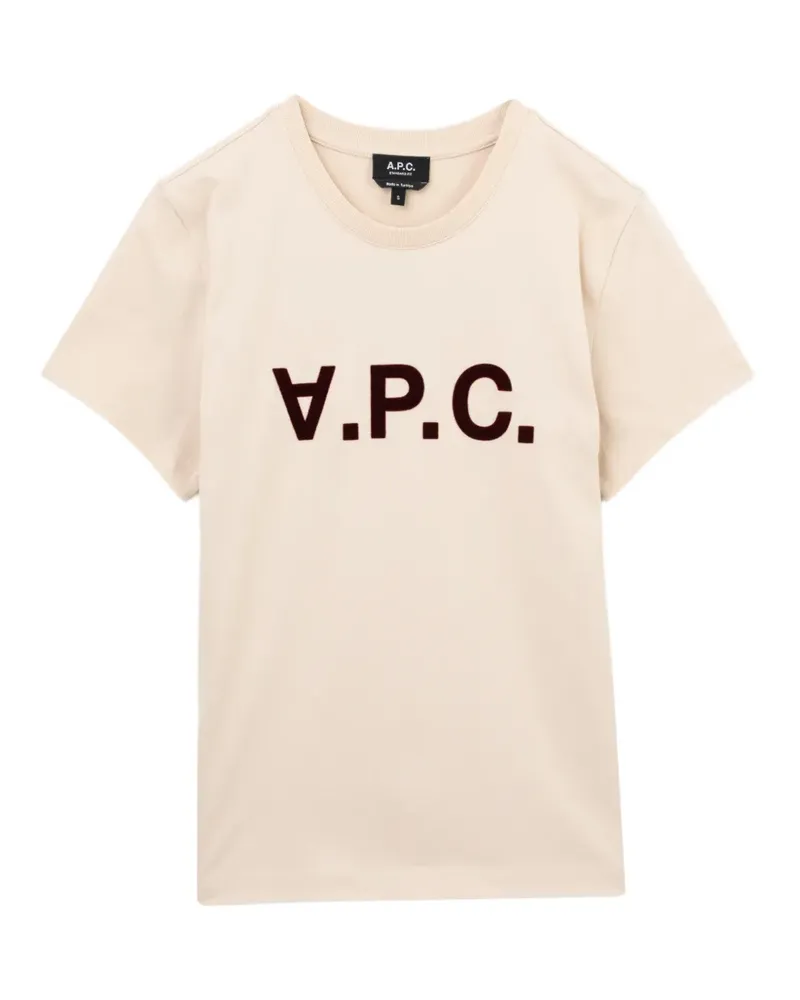 A.P.C. T-Shirt mit Logo-Stickerei - Nude Nude